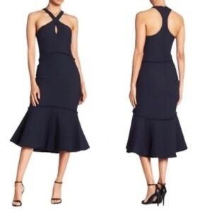 Cinq à Sept "Dante" Mermaid Black Halter Midi Dress
